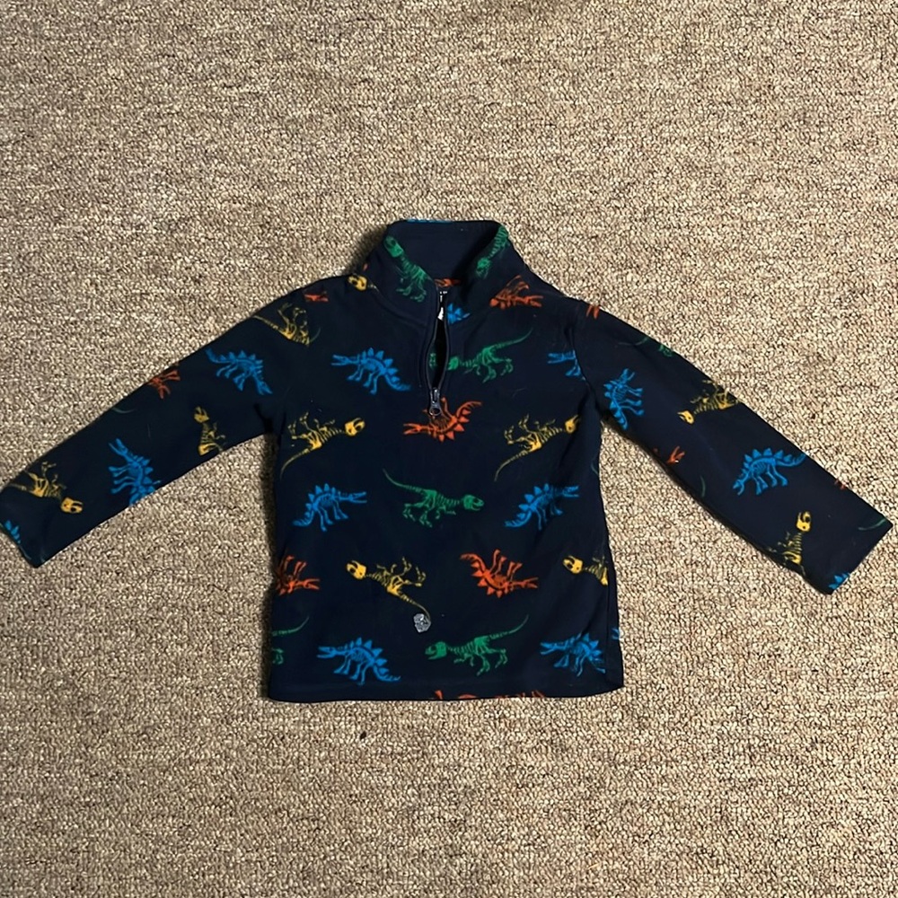 Crew neck little boys fleece sweatshirt with dinosaurs